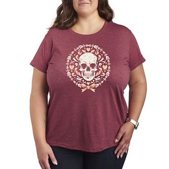 Plus Size Coquette Skull Graphic Tee