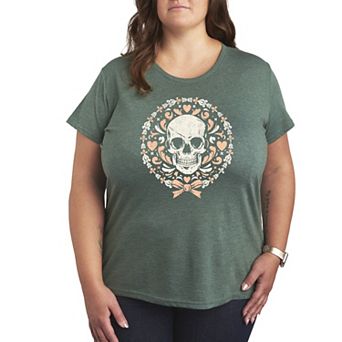 Plus Size Coquette Skull Graphic Tee