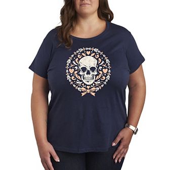 Plus Size Coquette Skull Graphic Tee