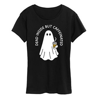 Women's Dead Inside Caffeinated Ghost Graphic Tee