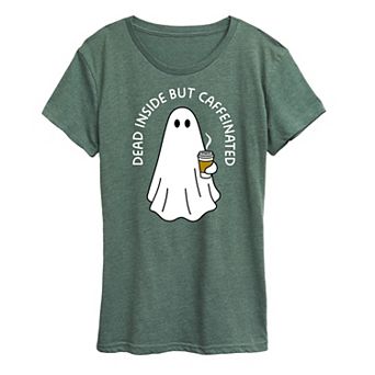 Women's Dead Inside Caffeinated Ghost Graphic Tee