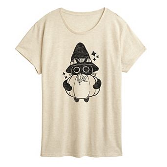 Women's Witch Cat With Pumpkin Graphic Tee