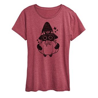 Women's Witch Cat With Pumpkin Graphic Tee