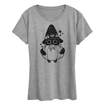 Women's Witch Cat With Pumpkin Graphic Tee