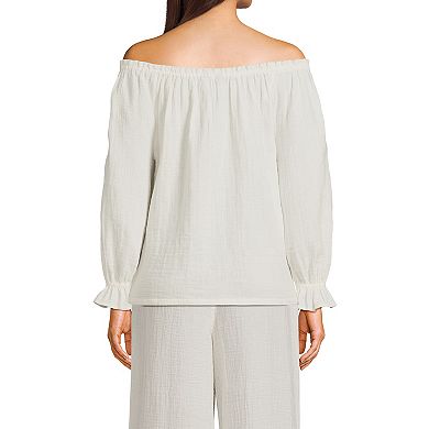 Women's Lands' End Gauze 3/4-Sleeve Off Shoulder Blouse