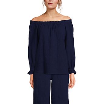Women's Lands' End Gauze 3/4-Sleeve Off Shoulder Blouse