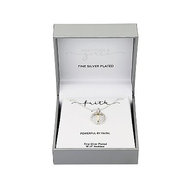 Gratitude & Grace Fine Silver Plated Cubic Zirconia Cross Pendant Necklace