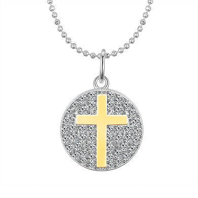 Gratitude & Grace Fine Silver Plated Cubic Zirconia Cross Pendant Necklace