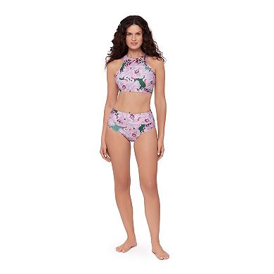 Women's Eco Beach High Neck Strappy Back Longline Bikini Top