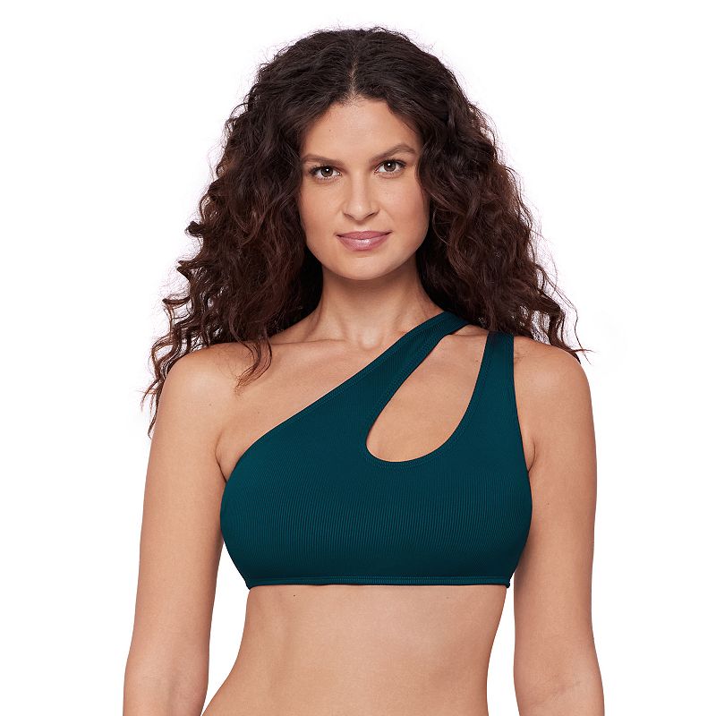 Women's Eco Beach Cutout One-Shoulder Bikini Top, Size: Large, Lagoon
