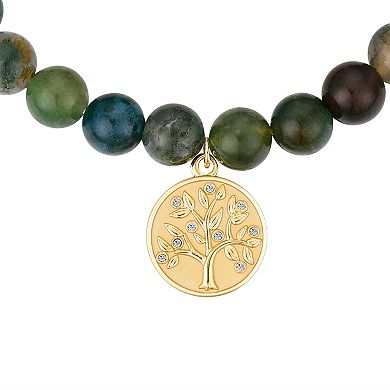 Love This Life® 14k Gold Flash Plated Jasper Family Tree Stone Stretch Bracelet
