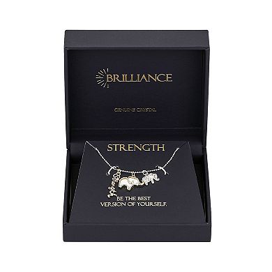 Brilliance 14k Gold and Fine Silver Cubic Zirconia and Mother-of-Pearl Elephant "Strength" Charm Pendant Necklace