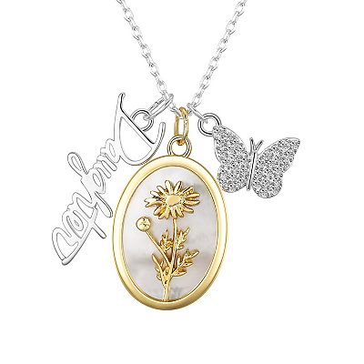 Brilliance 14k Gold and Fine Silver Cubic Zirconia Butterfly and