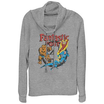 Women's Marvel Fantastic Four Vintage Poster Cowlneck Graphic Lightweight Long Sleeve