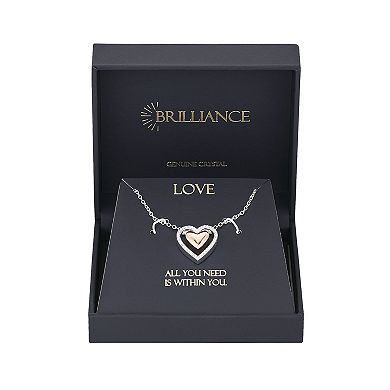 Brilliance 14k Rose Gold and Fine Silver Crystal Dancing Heart Pendant Necklace