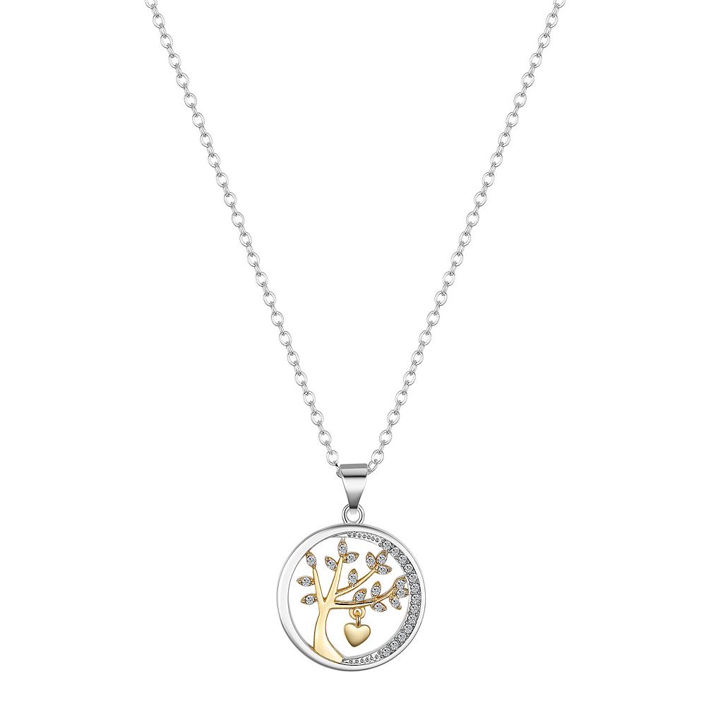 Brilliance 14k Gold and Fine Silver Crystal Family Tree Pendant