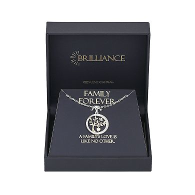 Brilliance 14k Gold and Fine Silver Crystal Family Tree Pendant Necklace