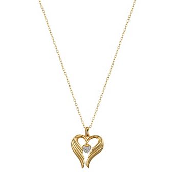 Brilliance 14k Gold Crystal Wings Pendant Necklace