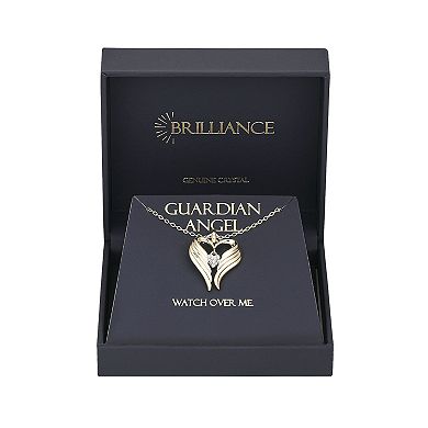 Brilliance 14k Gold Crystal Wings Pendant Necklace