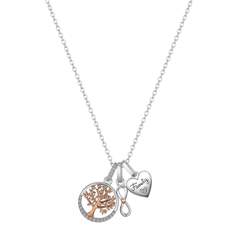 Ag Sterling Silver Cubic Zirconia Family Forever Infinity Charm main image 1