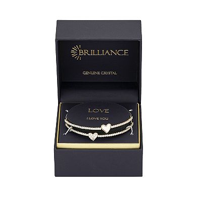 Brilliance 14k Gold Cubic Zirconia and Mother-of-Pearl Heart Cuff Bracelet