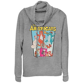Disney's The Aristocats Vintage Movie Poster Plus Size Cowlneck Graphic Lightweight Long Sleeve
