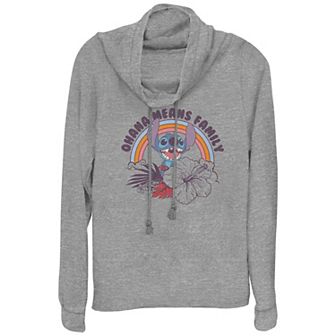 Disney's Lilo & Stitch Ohana Means Family Rainbow Plus Size Cowlneck Graphic Lightweight Long Sleeve