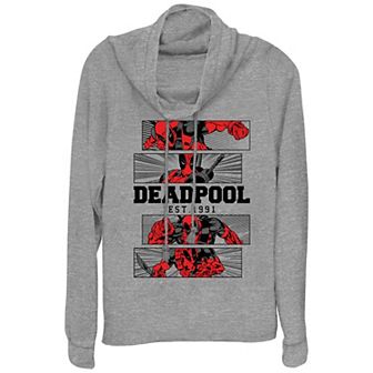 Plus Size Marvel Deadpool Est. 1991 Cowlneck Graphic Lightweight Long Sleeve