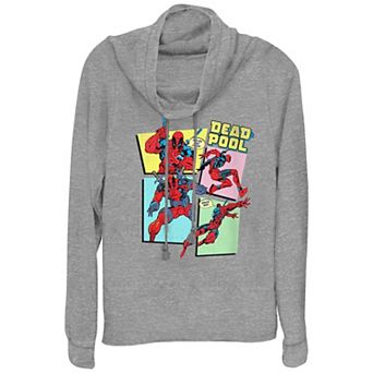Plus Size Marvel Deadpool Comic Panels Cowlneck Graphic Lightweight Long Sleeve