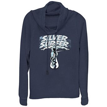 Plus Size Marvel Fantastic Four The Silver Surfer Poster Cowlneck Graphic Lightweight Long Sleeve