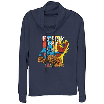 Plus Size Marvel Fantastic Four Action Team Cowlneck Graphic Lightweight Long Sleeve