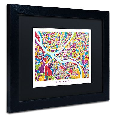 Michael Tompsett 'Pittsburgh Street Map' Matted Framed Art Wall Decor