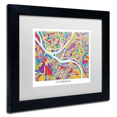 Michael Tompsett 'Pittsburgh Street Map' Matted Framed Art Wall Decor