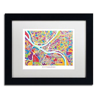 Michael Tompsett 'Pittsburgh Street Map' Matted Framed Wall Art