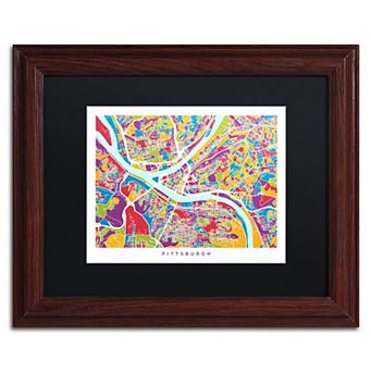 Michael Tompsett 'Pittsburgh Street Map' Matted Framed Wall Art