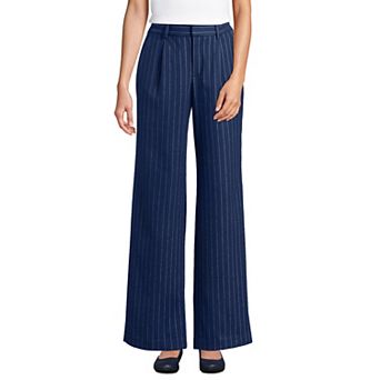 Women's Lands' End Flannel High Waist Pleated Wide Leg Pants