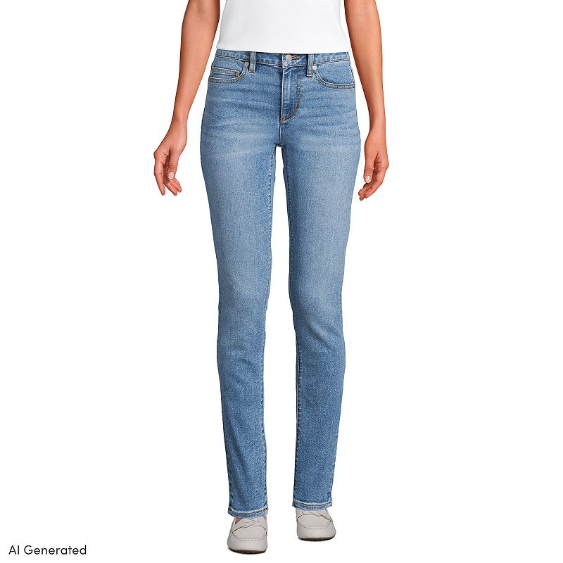 Women's Lands' End Recover Mid Rise Slim Leg Jeans,