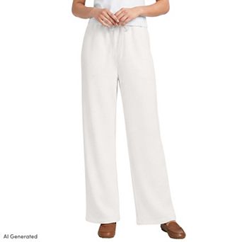 Women's Lands' End Fleece High Waisted Relaxed Pants