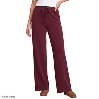 Women's Lands' End Fleece High Waisted Relaxed Pants