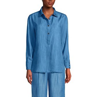 Women's Lands' End Button Front Popover Shirt