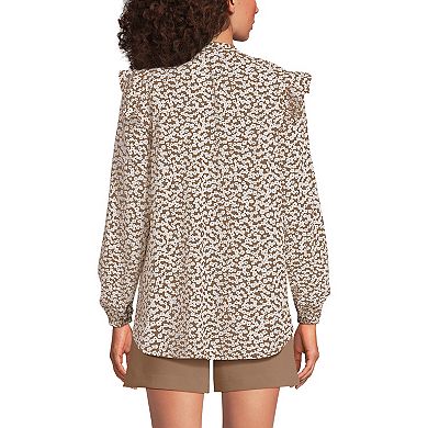 Women's Lands' End Cotton Voile Ruffle Shirt