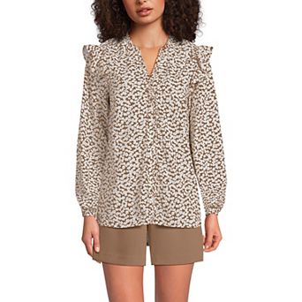 Women's Lands' End Cotton Voile Ruffle Shirt