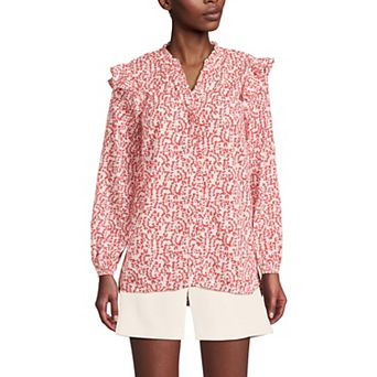Women's Lands' End Cotton Voile Ruffle Shirt