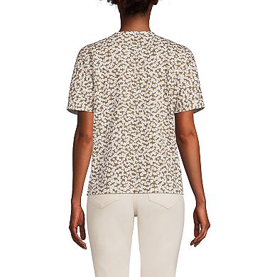 Women's Lands' End Short Sleeve Supima Notch Neck T-shirt