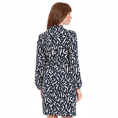 Women's London Times Wrap Skirt Bishop Sleeve Dress