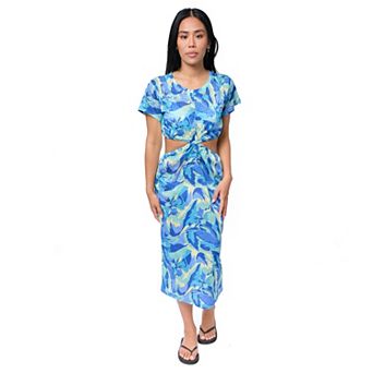 Women's Miken Cut-Out Print Crochet Midi Dress
