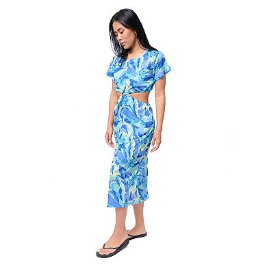 Women's Miken Cut-Out Print Crochet Midi Dress