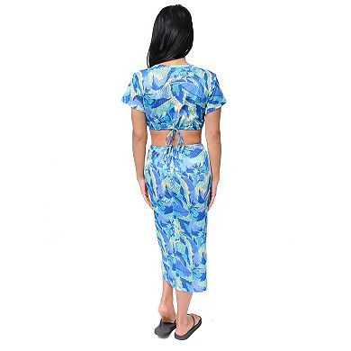Women's Miken Cut-Out Print Crochet Midi Dress