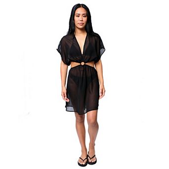 Women's Miken Cut-Out Side Dolman Chiffon Coverup Dress