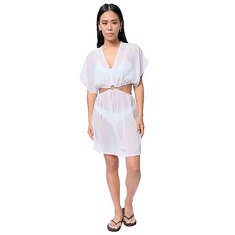 Women's Miken Cut-Out Side Dolman Chiffon Coverup Dress